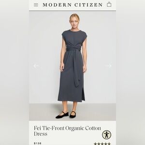 Fei Tie-Front Organic Cotton Dress -Maritime 
XS